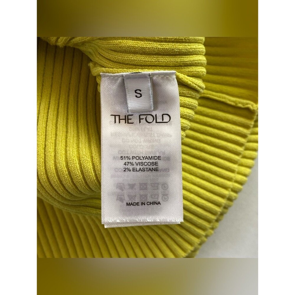 The Fold Lemon Yellow Criss Cross Ribbed Long Sleeve Top Size Small Loud Luxury - Picture 12 of 14
